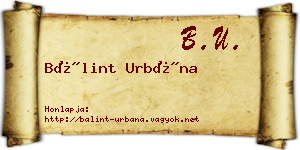 Bálint Urbána névjegykártya